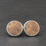 Handmade Hazel / Daisy Musk wooden clip-on earrings - timber clip on round studs for women- stainless steel banded round edge -Australian native Natural wood with Hypoallergenic Stainless Steel clip on