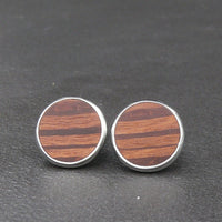 Handmade Buloake / Bull Oak wooden clip-on earrings - timber clip on round studs for women- stainless steel banded round edge -Australian native Natural wood with Hypoallergenic Stainless Steel clip on