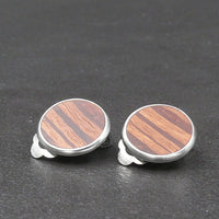 Handmade Buloake / Bull Oak wooden clip-on earrings - timber clip on round studs for women- stainless steel banded round edge -Australian native Natural wood with Hypoallergenic Stainless Steel clip on