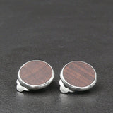 Handmade Australian Native Gidgee (Acacia cambagei / Wattle) wooden clip-on earrings - timber clip on round studs for women- stainless steel banded round edge -Australian native Natural wood with Hypoallergenic Stainless Steel