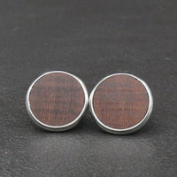 Handmade Australian Native Gidgee (Acacia cambagei / Wattle) wooden clip-on earrings - timber clip on round studs for women- stainless steel banded round edge -Australian native Natural wood with Hypoallergenic Stainless Steel