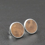 Handmade Hazel / Daisy Musk wooden earrings - timber studs for men and women- stainless steel banded round edge -Australian native wood with Hypoallergenic Stud