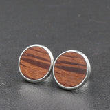 Handmade Buloke wooden earrings - timber studs for men and women- stainless steel banded round edge -Australian native wood with Hypoallergenic Stud