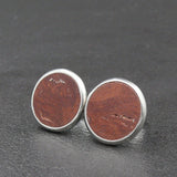 Handmade Australian Native Jarrah Burl (Eucalyptus) wooden earrings - timber studs for men and women- stainless steel banded round edge -Australian native wood with Hypoallergenic Stud