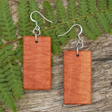 Rectangle Wooden Earrings Fiddleback Victorian Red Gum-Made in Melbourne