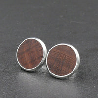 Handmade Gidgee / Acacia / Wattle wooden earrings - timber studs for men and women- stainless steel banded round edge -Australian native wood with Hypoallergenic Stud