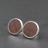 Handmade Gidgee / Acacia / Wattle wooden earrings - timber studs for men and women- stainless steel banded round edge -Australian native wood with Hypoallergenic Stud