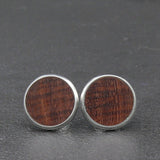 Handmade Gidgee / Acacia / Wattle wooden earrings - timber studs for men and women- stainless steel banded round edge -Australian native wood with Hypoallergenic Stud