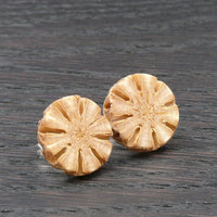 Sheoak Wooden Studs- Star Wood Round Natural Circle Sustainable Ethical Earrings - Jewellery Handmade in Melbourne Australia - Hypoallergenic Stainless Steel