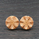 Sheoak Wooden Studs- Star Wood Round Natural Circle Sustainable Ethical Earrings - Jewellery Handmade in Melbourne Australia - Hypoallergenic Stainless Steel