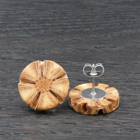 Sheoak Wooden Studs- Star Wood Round Natural Circle Sustainable Ethical Earrings - Jewellery Handmade in Melbourne Australia - Hypoallergenic Stainless Steel