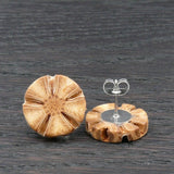 Sheoak Wooden Studs- Star Wood Round Natural Circle Sustainable Ethical Earrings - Jewellery Handmade in Melbourne Australia - Hypoallergenic Stainless Steel