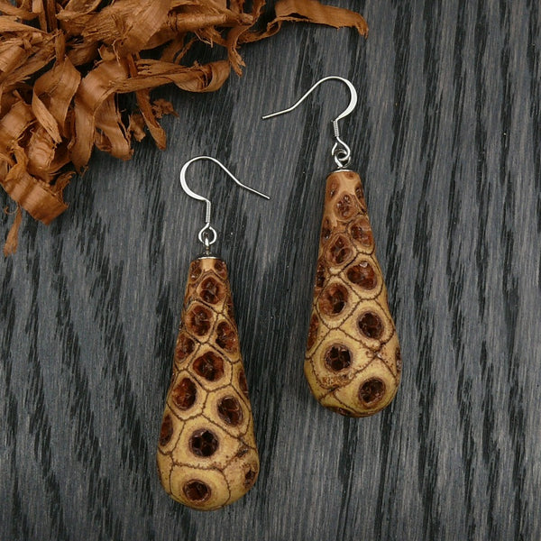 Wood outlet turned earrings