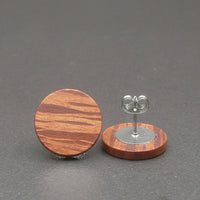 Round wooden Handmade Buloke Studs-Male or Female stainless -Australian native Stud Earrings-Natural Wood-Made in Melbourne-Hypoallergenic