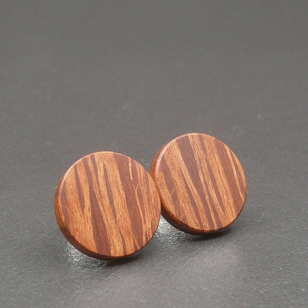 Round wooden Handmade Buloke Studs-Male or Female stainless -Australian native Stud Earrings-Natural Wood-Made in Melbourne-Hypoallergenic