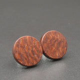 Round wooden Handmade Beefwood Studs-Male or Female stainless -Australian native Stud Earrings-Natural Wood-Made in Melbourne-Hypoallergenic