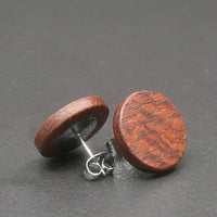 Round wooden Handmade Beefwood Studs-Male or Female stainless -Australian native Stud Earrings-Natural Wood-Made in Melbourne-Hypoallergenic