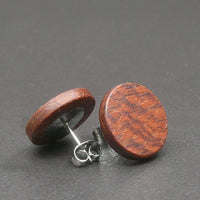 Round wooden Handmade Beefwood Studs-Male or Female stainless -Australian native Stud Earrings-Natural Wood-Made in Melbourne-Hypoallergenic