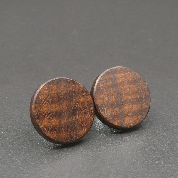 Round wooden Handmade Gidgee Studs-Male or Female stainless -Australian native Stud Earrings-Natural Wood-Made in Melbourne-Hypoallergenic