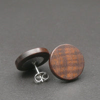 Round wooden Handmade Gidgee Studs-Male or Female stainless -Australian native Stud Earrings-Natural Wood-Made in Melbourne-Hypoallergenic