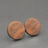 Round wooden Handmade Ringed Gidgee Studs-Male or Female stainless -Australian native Stud Earrings-Natural Wood-Made in Melbourne-Hypoallergenic