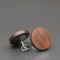 Round wooden Handmade Ringed Gidgee Studs-Male or Female stainless -Australian native Stud Earrings-Natural Wood-Made in Melbourne-Hypoallergenic