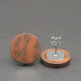 Round wooden Handmade Ringed Gidgee Studs-Male or Female stainless -Australian native Stud Earrings-Natural Wood-Made in Melbourne-Hypoallergenic