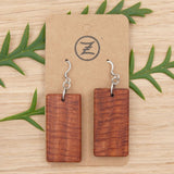 Rectangle Victorian Fiddleback Red-Gum Wooden Earrings Melbourne Handmade