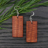 Rectangle Victorian Fiddleback Red-Gum Wooden Earrings Melbourne Handmade