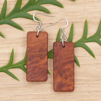 Rectangle South Australian Red Mallee Burl Wooden Earrings Melbourne Handmade