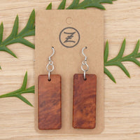 Rectangle South Australian Red Mallee Burl Wooden Earrings Melbourne Handmade