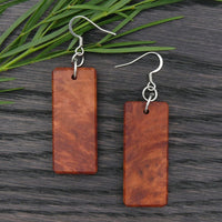 Rectangle South Australian Red Mallee Burl Wooden Earrings Melbourne Handmade