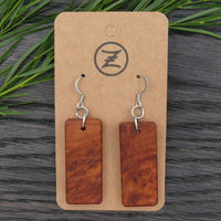 Rectangle South Australian Red Mallee Burl Wooden Earrings Melbourne Handmade