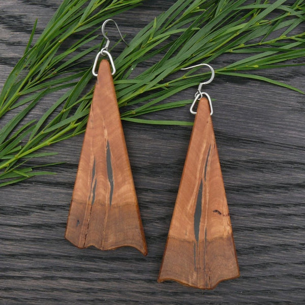 Handmade Wooden Australian Earrings Natural Wood Melbourne Hypoallergenic Black Resin