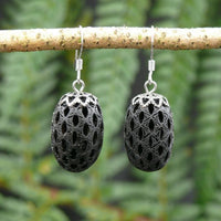 Wooden Black Sheoak Earrings- Round Wood Dangle Natural Hypoallergenic-Made in Melbourne - Australia