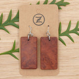 Rectangle South Australian Red Mallee Burl Wooden Earrings Melbourne Handmade