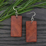 Rectangle South Australian Red Mallee Burl Wooden Earrings Melbourne Handmade