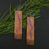 Handmade Wooden Australian Earrings Natural Wood- Made in Melbourne-Hypoallergenic Eucalyptus Burl-Purple Resin