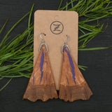 Handmade Wooden Australian Earrings Natural Wood- Made in Melbourne-Hypoallergenic Eucalyptus Burl-Purple Resin