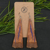 Handmade Wooden Australian Earrings Natural Wood- Made in Melbourne-Hypoallergenic Eucalyptus Burl-Purple Resin