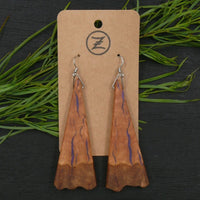 Handmade Wooden Australian Earrings Natural Wood- Made in Melbourne-Hypoallergenic Eucalyptus Burl-Purple Resin