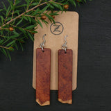 Handmade Wooden Australian Earrings Natural Wood- Made in Melbourne-Hypoallergenic -Rectangle with Natural Edge - South Australian Red Mallee