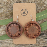 Organic Round Wooden Earrings Protea Flower Pod handmade Australian Melbourne