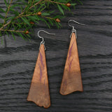 Handmade Wooden Australian Earrings Natural Wood- Made in Melbourne-Hypoallergenic Eucalyptus Burl-Maroon Resin