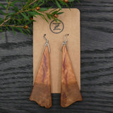 Handmade Wooden Australian Earrings Natural Wood- Made in Melbourne-Hypoallergenic Eucalyptus Burl-Maroon Resin