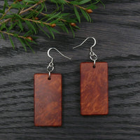 Handmade Wooden Australian Earrings Natural Wood- Made in Melbourne-Hypoallergenic -Rectangle South Australian Red Mallee