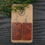 Handmade Wooden Australian Earrings Natural Wood- Made in Melbourne-Hypoallergenic -Rectangle South Australian Red Mallee