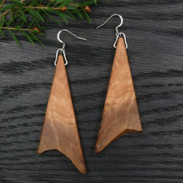 Handmade Wooden Australian Earrings Natural Wood- Made in Melbourne-Hypoallergenic Eucalyptus Burl-Green Resin