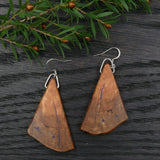 Handmade Wooden Australian Earrings Natural Wood- Made in Melbourne-Hypoallergenic Eucalyptus Burl-Purple Resin