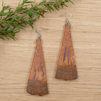 Handmade Wooden Australian Earrings Natural Wood- Made in Melbourne-Hypoallergenic Eucalyptus Burl-Purple Resin